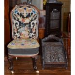 A Black Forest style coal box and a Victorian nursing chair