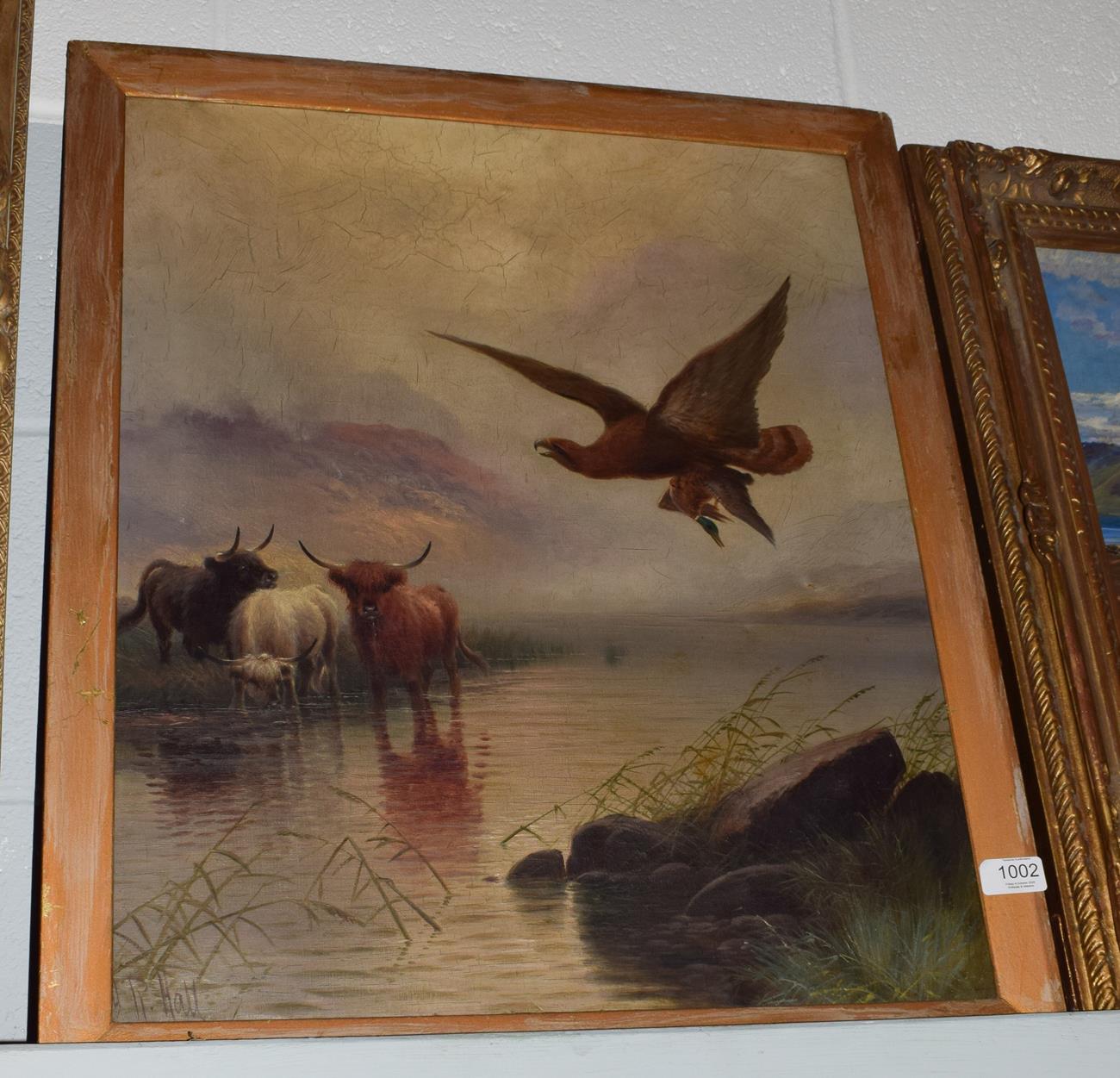 Attributed to Henry Robinson Hall, ''The Scream of the Golden Eagle'' signed, inscribed verso, oil