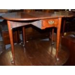 A 19th century mahogany single drawer drop-leaf table, with pad feet, 113cm (open) by 80cm by 72cm
