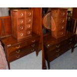 An Edwardian mahogany dressing table, a later mirror fronted wardrobe with matching dressing table