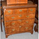 An 18th century four-height chest of drawers, 96cm by 52cm by 102cm high