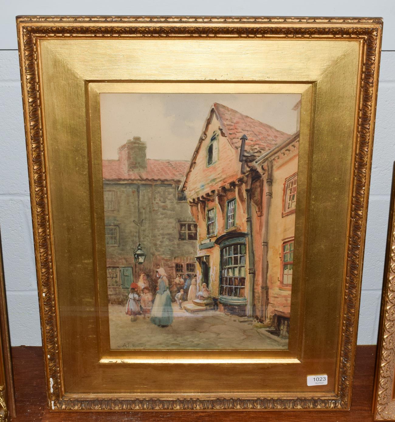 Arthur Vetherwood(19th/20th century), Fisherwomen and children outside a house, signed, watercolour,