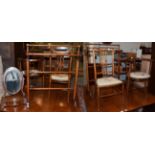 A 19th century mahogany dressing table mirror; a towel rail; and two occasional chairs (4)