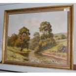 Chris Fothergill (Contemporary) River landscape, signed, oil on board, 38cm by 49cm