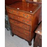 A 19th century mahogany five-height chest of drawers, 61cm by 42cm by 92cm high