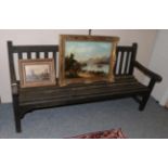 A 6ft wooden slatted garden bench, 183cm wide