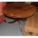 A brass inlaid mahogany tilt-top circular breakfast table, 106cm diameter by 73cm high
