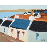Donald McIntyre RCA (1923-2009) Scottish ''Village by the Sea no.7, Islay'' Signed, inscribed to