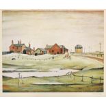 After Laurence Stephen Lowry RBA, RA (1887-1976) ''Landscape with farm buildings'' Signed, with