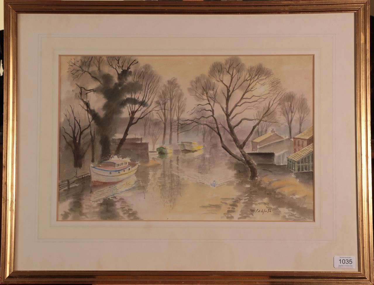 Roland Vivian Pitchforth RA, RWS, LG (1895-1982) River scene Signed, watercolour, 31cm by 46.5cm - Image 2 of 3