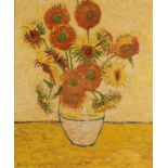 Tom Keating (1917-1984) Sunflowers, after van Gogh Signed, inscribed and dated 1984, oil on