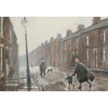 Norman Stansfield Cornish MBE (1919-2014) ''Misty Street'' Signed, oil pastel on paper, 43.5cm by