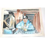 Ron Gribbons (20th/21st century) Pit pony and handler in a mine shaft Signed and dated 1990, pen,