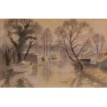 Roland Vivian Pitchforth RA, RWS, LG (1895-1982) River scene Signed, watercolour, 31cm by 46.5cm