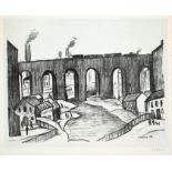 Laurence Stephen Lowry RBA, RA (1887-1976) "Stockport Viaduct" Signed and numbered 32/75, black