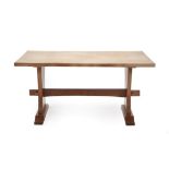 Squirrelman: Wilfrid Hutchinson (Husthwaite): An English Oak 5ft Refectory Dining Table, the adzed