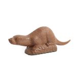Woodpeckerman: Stan Dodds (1928-2012): A Carved English Oak Otter, on all fours, on a tooled base,