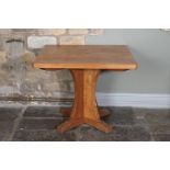 Workshop of Robert Mouseman Thompson (Kilburn): A 3ft English Oak Square Dining Table, on a