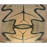 Deirdre Dyson: An Abstract Oak Leaf Rug, hand knotted wool, in oatmeal, dark green and sage,