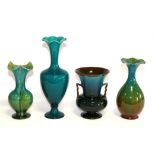A Linthorpe Pottery Twin-Handled Vase, shape 1059, in blue and green, impressed LINTHORPE 1059, 18.
