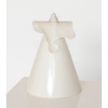 Richard Slee (b.1946): Conical Form, with applied pieces, white part glazed porcelain, signed