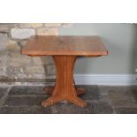 Workshop of Robert Mouseman Thompson (Kilburn): A 3ft English Oak Square Dining Table, on a