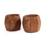 Workshop of Robert Mouseman Thompson (Kilburn): A Pair of English Oak Napkin Rings, of octagonal