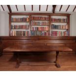 Workshop of Robert Mouseman Thompson (Kilburn): An 8ft English Oak Refectory Table, on two octagonal