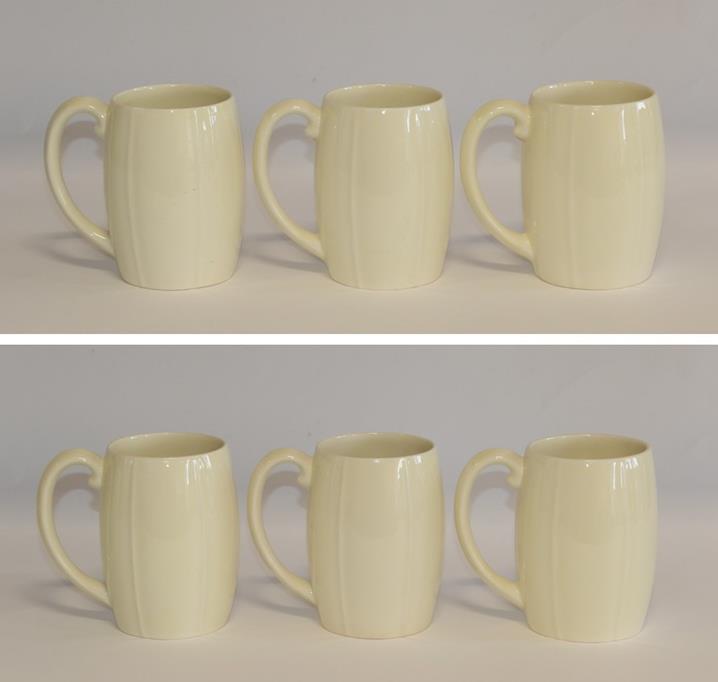 Keith Day Pearce Murray (New Zealand, 1892-1981) for Wedgwood: Six Mugs, of ribbed barrel form in