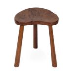 Workshop of Robert Mouseman Thompson (Kilburn): An English Burr Oak Kidney Shaped Cow Stool, on