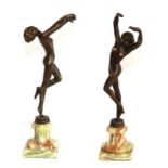 Josef Lorenzl (1892-1950): A Pair of Patinated Spelter Figures, circa 1925, both modelled as a