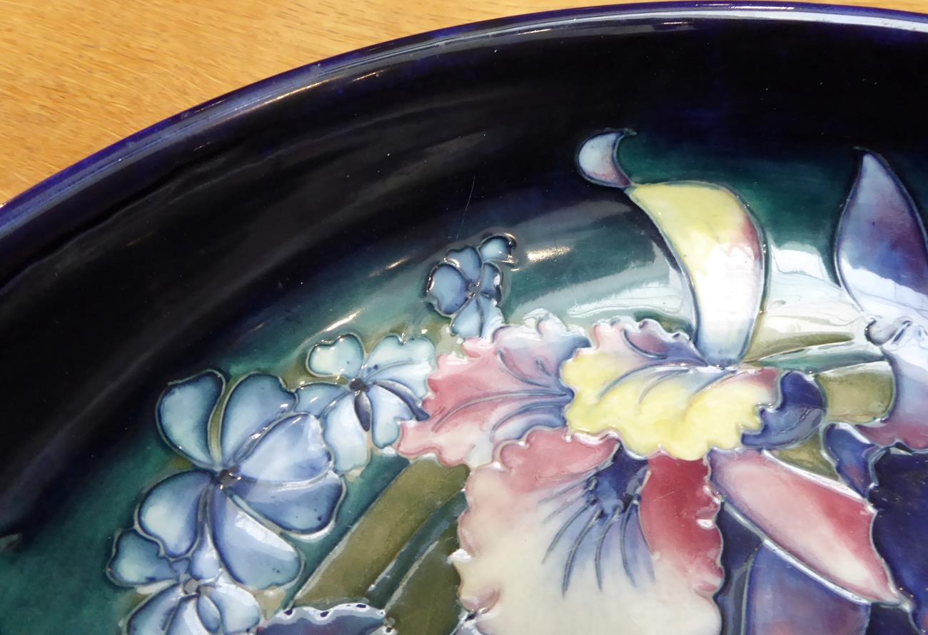 Walter Moorcroft (1917-2002): An Orchid and Spring Flowers Bowl, on a blue ground, impressed factory - Image 16 of 16