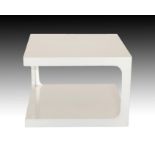 A 20th Century Italian White Laminated and Painted Two Tier Coffee Table, the square top on two