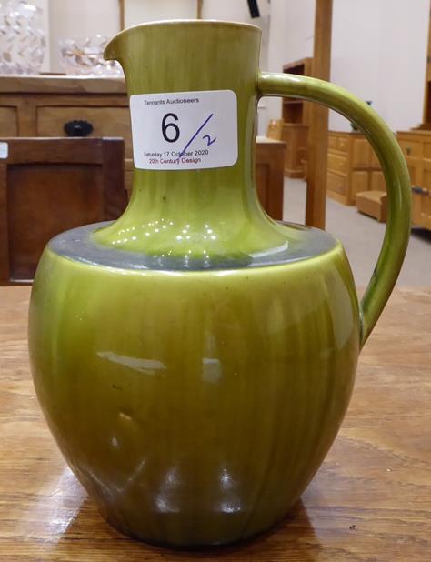 Christopher Dresser for Linthorpe Pottery: A Jug, shape No.668, in green, blue and brown, - Image 5 of 9