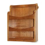 Coxwold Cabinet Makers: An English Oak Wall Mounted Leaflet Holder, with shaped sides and two