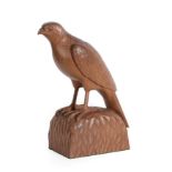 Woodpeckerman: Stan Dodds (1928-2012): A Carved English Oak Sparrow Hawk, with carved woodpecker