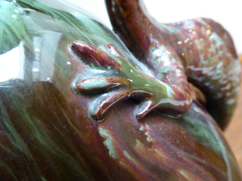 A Palissy Pottery Co. Ltd Twin-Handled Vase, the handles modelled as dragons, glazed in brown and - Image 5 of 5