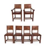 Squirrelman: Fleetham (Great Driffield): A Set of Six English Oak Panel-Back Dining Chairs, 1954,