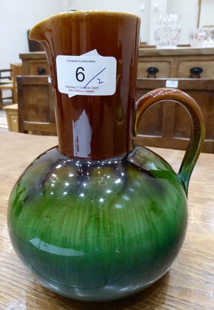Christopher Dresser for Linthorpe Pottery: A Jug, shape No.668, in green, blue and brown, - Image 2 of 9