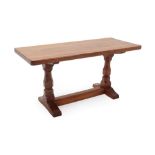 Workshop of Robert Mouseman Thompson (Kilburn): An English Oak 3ft Refectory Coffee Table, the adzed