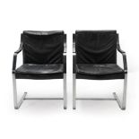 Rudolf B Glatzel for Walter Knoll: A Pair of 1980's Cantilever Chairs, brushed stainless steel