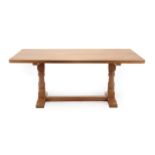 Cat and Mouseman: Lyndon Hammell (Harmby): An English Oak Refectory Dining Table, the adzed