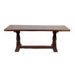 Robert Mouseman Thompson (1876-1955): An English Oak 6'6'' Refectory Dining Table, 1920's/30's,