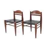 A Pair of Billiani Teak Side Chairs, designed by Werther Toffolon, with black woven seats, 79cm high