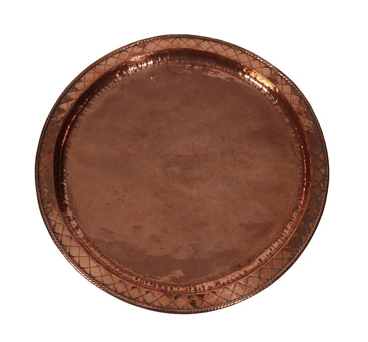 Hugh Wallis of Altrincham (1971-1943): An Arts & Crafts Circular Copper Charger, with repeating