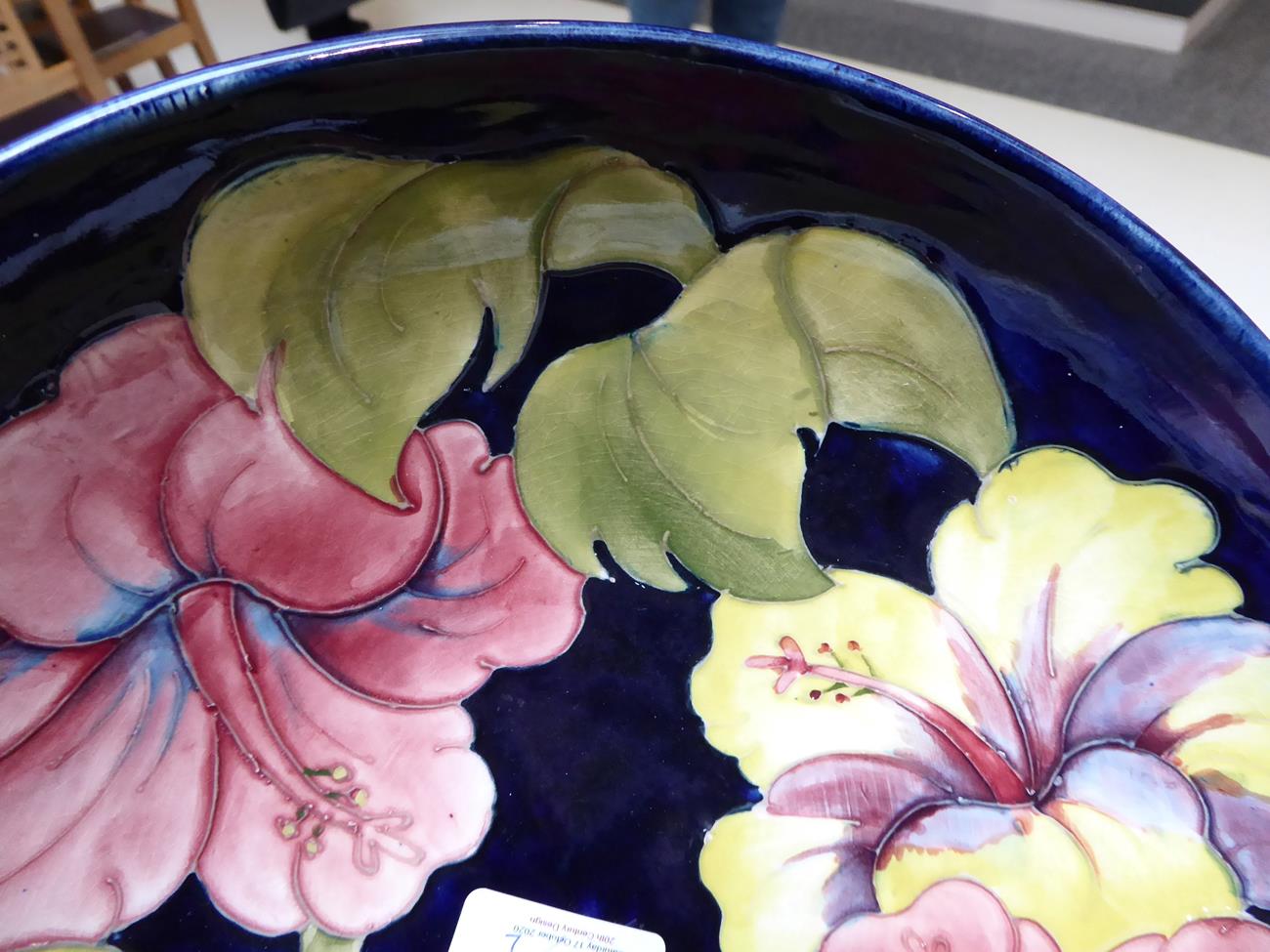 Walter Moorcroft (1917-2002): An Orchid and Spring Flowers Bowl, on a blue ground, impressed factory - Image 8 of 16