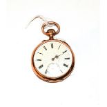 A 14K open faced pocket watch, with subsidiary dial, engraved reverse (glass loose)
