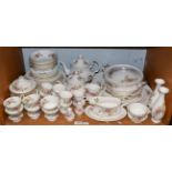 A Royal Albert 'Moss Rose' pattern part tea / dinner service (one shelf)