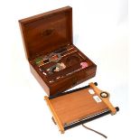 * A Victorian mahogany artist's paint box, hinged lid, labelled 'Reeves & Son' together with a