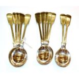 A set of twelve George V Silver soupspoons, by W. S. Savage and Co., Sheffield, 1930, Fiddle